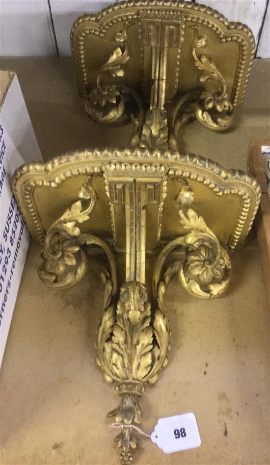 Pair of gilt wall brackets